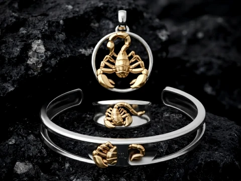 Zodiac Horoscope Scorpion ring pendant bracelet collection 3D print model 3D Print Model