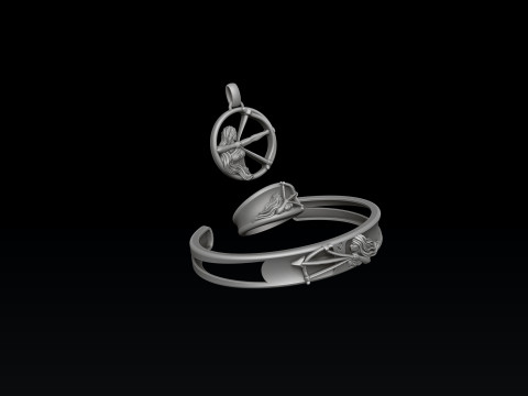 Zodiac Horoscope Sagittarius ring pendant bracelet collection 3D print model Modelo de Impressão 3D