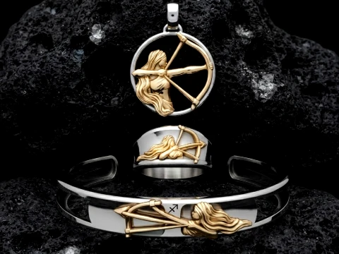 Zodiac Horoscope Sagittarius ring pendant bracelet collection 3D print model 3D Print Model