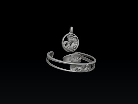 Zodiac Horoscope Capricorn ring pendant bracelet collection 3D print model 3D Print Model