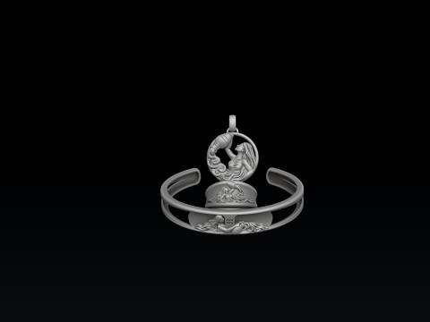 Zodiac Horoscope Aquarius ring pendant bracelet collection 3D print model 3D Принт Модель
