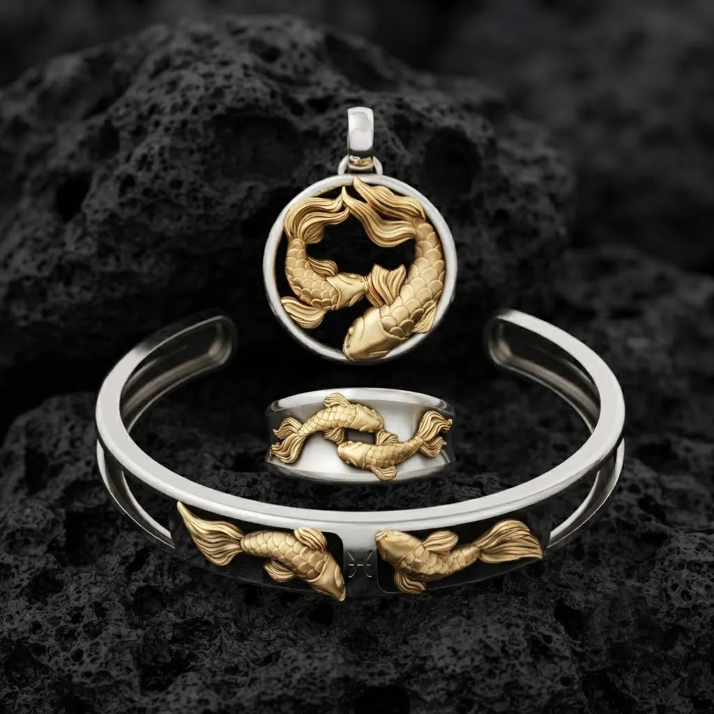 Zodiac Horoscope Pisces ring pendant bracelet collection 3D print model 3D Print Model .c4d .max .obj .3ds .fbx .stl .blend