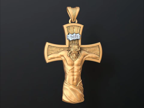 Modello di stampa 3D con ciondolo croce Ges&ugrave; Crocifissione Modello di stampa 3D
