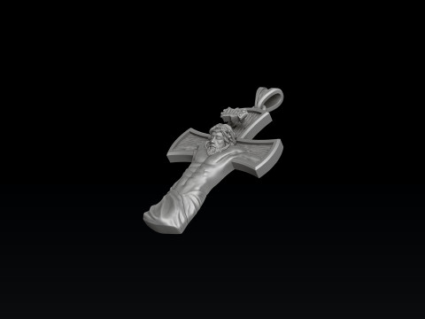 Jesus Crucifixion cross pendant 3D print model Model Cetak 3D