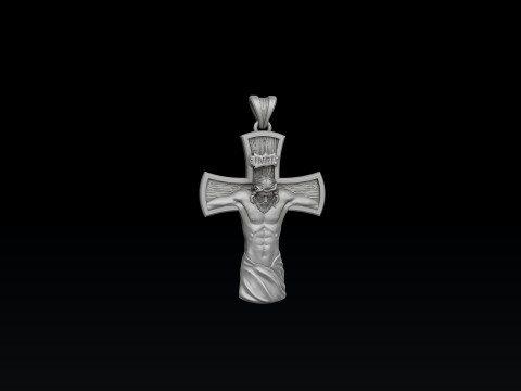 Jesus Crucifixion cross pendant 3D print model Model Cetak 3D