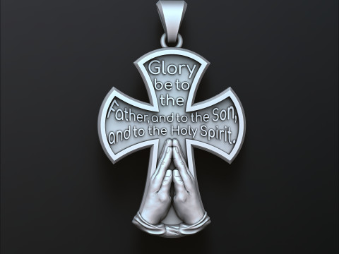 Praying Hands And Cross Pendant 3D print model 3Dプリントモデル