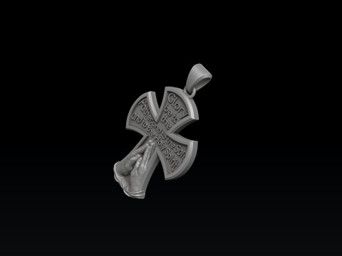 Praying Hands And Cross Pendant 3D print model 3Dプリントモデル