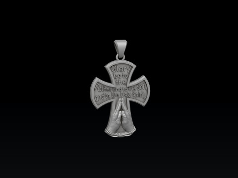 Praying Hands And Cross Pendant 3D print model 3Dプリントモデル