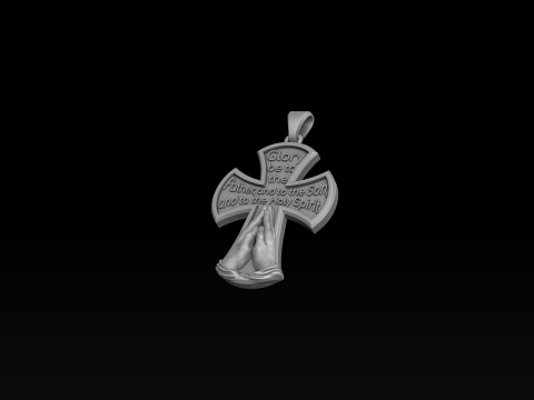 Praying Hands And Cross Pendant 3D print model 3Dプリントモデル