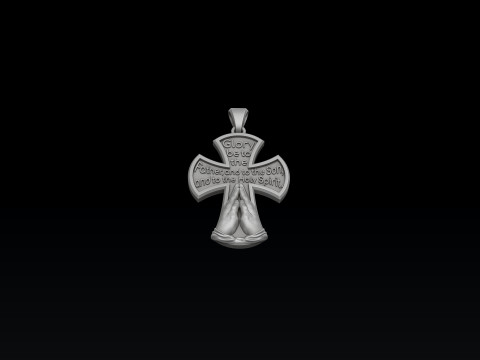 Praying Hands And Cross Pendant 3D print model 3Dプリントモデル