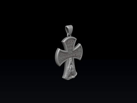 Praying Hands And Cross Pendant 3D print model 3Dプリントモデル