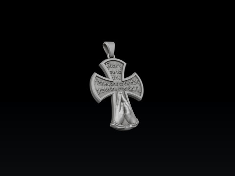 Praying Hands And Cross Pendant 3D print model 3Dプリントモデル
