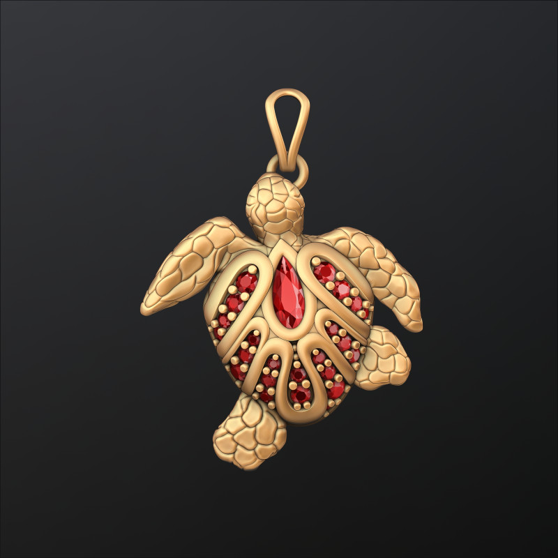 Turtle Pendant With Gems 3D print model Modèles 3D en vedette .c4d .max .obj .3ds .fbx .stl .blend