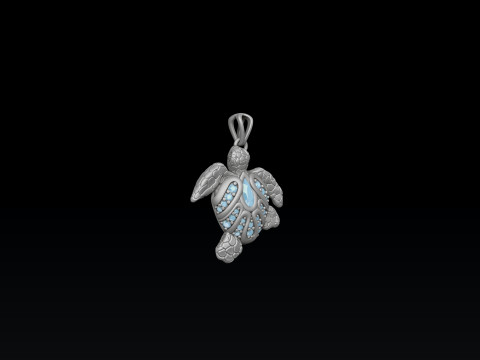 Turtle Pendant With Gems 3D print model Modèles 3D en vedette