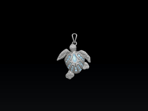 Turtle Pendant With Gems 3D print model Modèles 3D en vedette