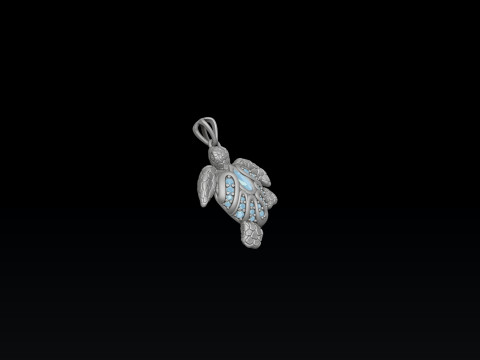Turtle Pendant With Gems 3D print model Modèles 3D en vedette