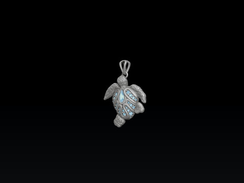 Turtle Pendant With Gems 3D print model Modèles 3D en vedette