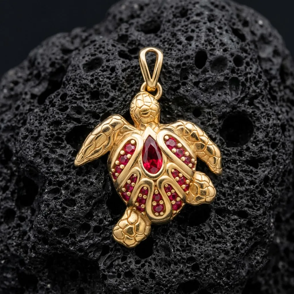 Turtle Pendant With Gems 3D print model 3D Print Model .c4d .max .obj .3ds .fbx .stl .blend