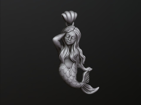 Little Mermaid Girl Pendant 3D print model Model do druku 3D