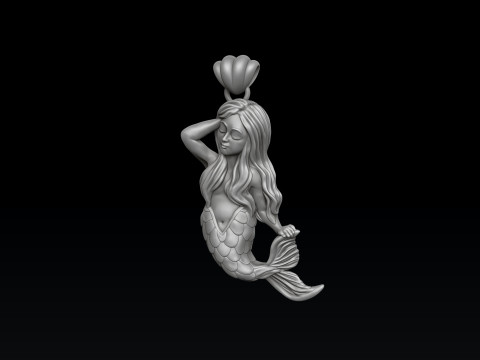 Little Mermaid Girl Pendant 3D print model 3Dプリントモデル