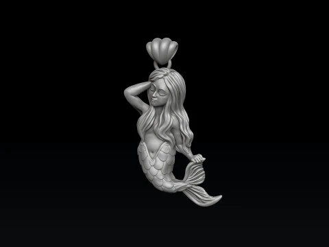 Little Mermaid Girl Pendant 3D print model 3D Print Model