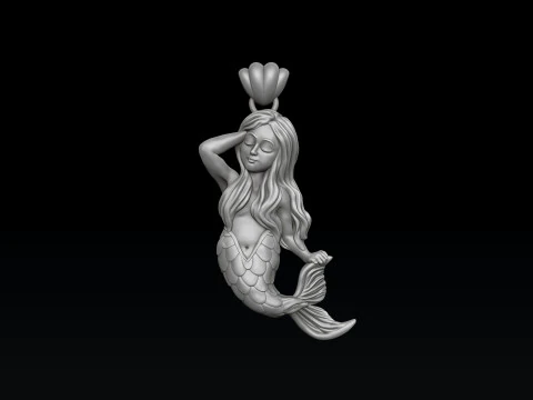 Little Mermaid Girl Pendant 3D print model 3D Print Model