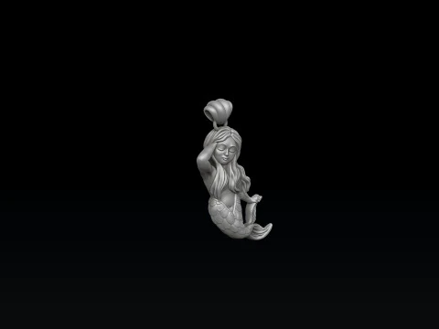 Little Mermaid Girl Pendant 3D print model 3D Print Model