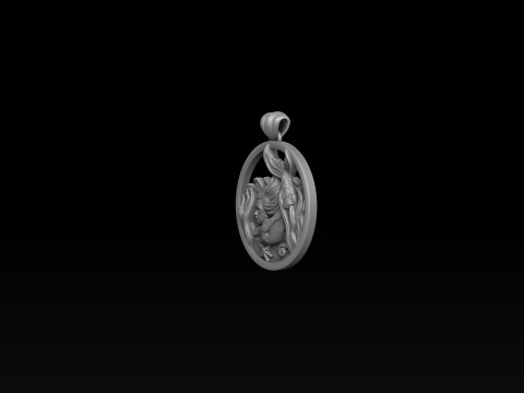 Little Mermaid Girl Pendant version 2 3D print model 3Dプリントモデル