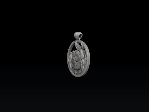 リトル・マーメイド・ガール・ペンダント・バージョン2 3Dプリントモデル 3Dプリントモデル