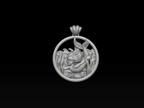 Little Mermaid Girl Pendant version 2 3D print model 3Dプリントモデル