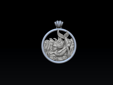 Little Mermaid Girl Pendant version 2 3D print model 3Dプリントモデル