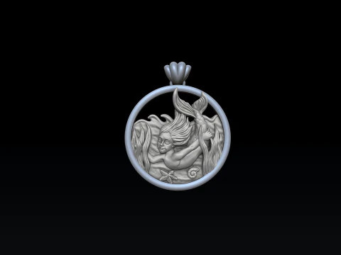 リトル・マーメイド・ガール・ペンダント・バージョン2 3Dプリントモデル 3Dプリントモデル