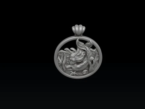 リトル・マーメイド・ガール・ペンダント・バージョン2 3Dプリントモデル 3Dプリントモデル