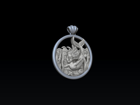 Little Mermaid Girl Pendant version 2 3D print model 3Dプリントモデル