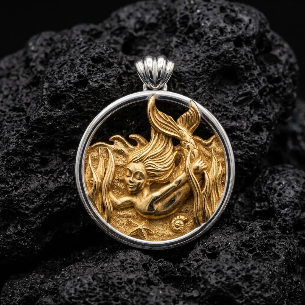 Little Mermaid Girl Pendant version 2 3D print model 3D Print Model .c4d .max .obj .3ds .fbx .stl .blend 