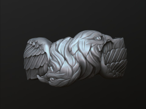 Double Head Eagle Ring 3D print model 3Dプリントモデル