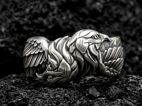 Dubbele kop Eagle Ring 3D-printmodel 3D printmodel