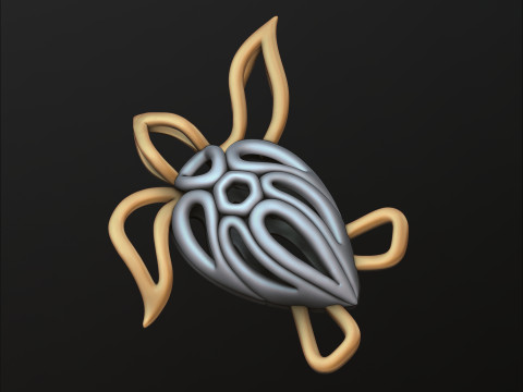Minimalistic Turtle Pendant 3D print model 3Dプリントモデル
