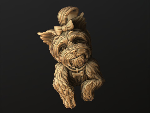 Dog Yorkshire Terrier Pendant 3D print model 3Dプリントモデル