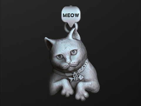 Cat pendant 3D print model 3Dプリントモデル