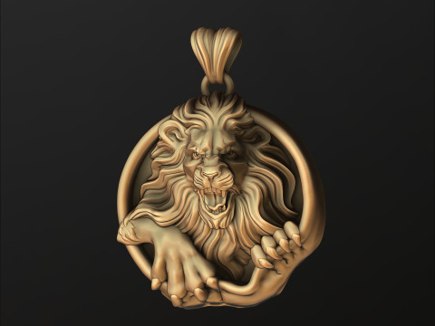 Furious Angry Lion pendant 3D print model 3Dプリントモデル
