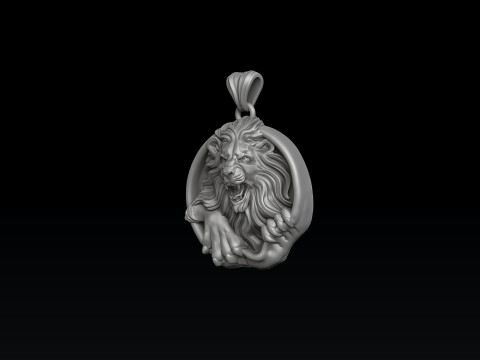 Furious Angry Lion pendant 3D print model Modèles 3D en vedette