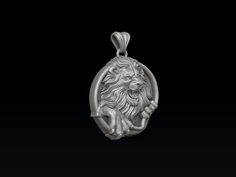 Furious Angry Lion pendant 3D print model Modèles 3D en vedette