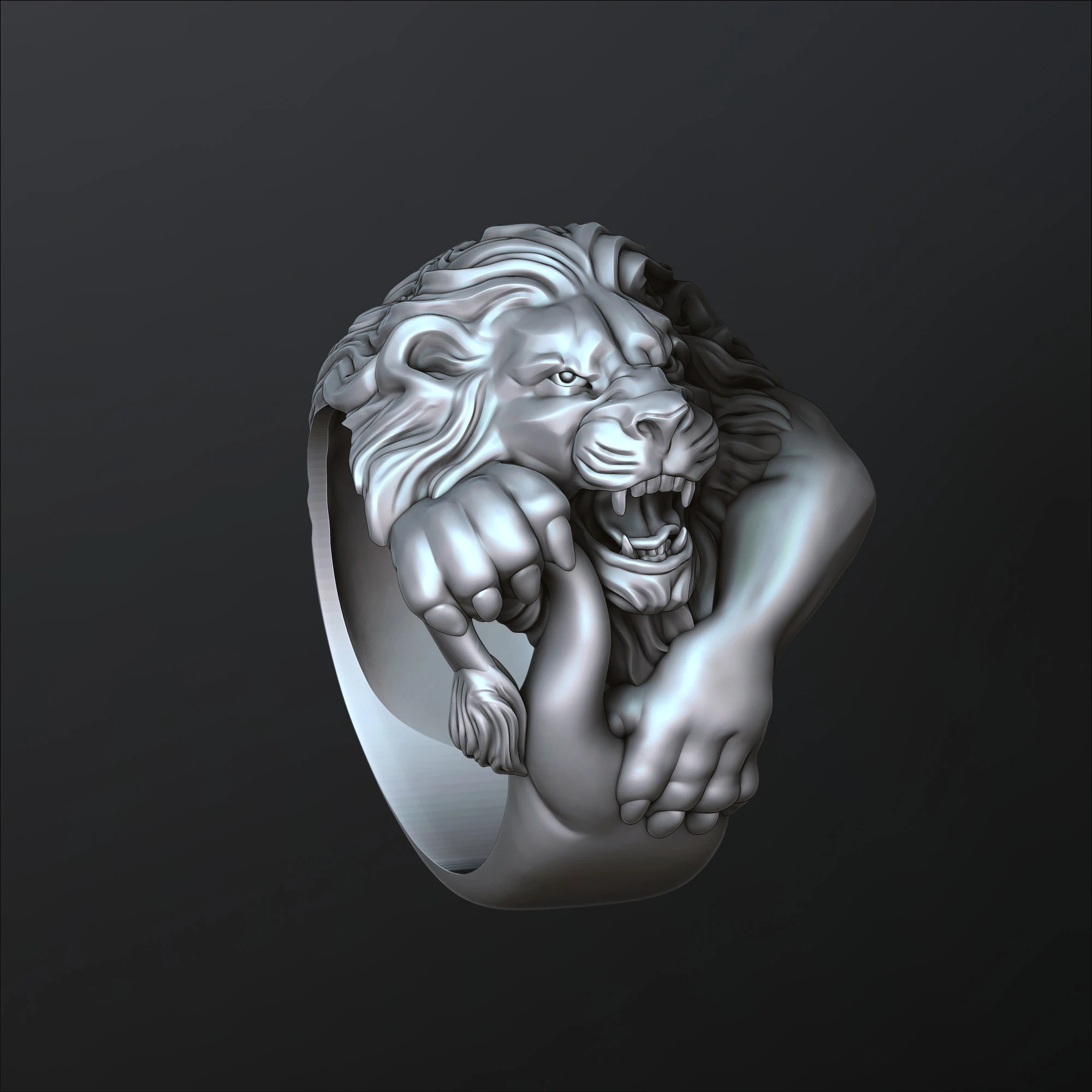 Lion Ring Version 2 3D print model 3D Print Model .c4d .max .obj .3ds .fbx .stl .blend 