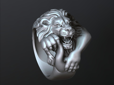 Lion Ring Version 2 3D print model 3Dプリントモデル