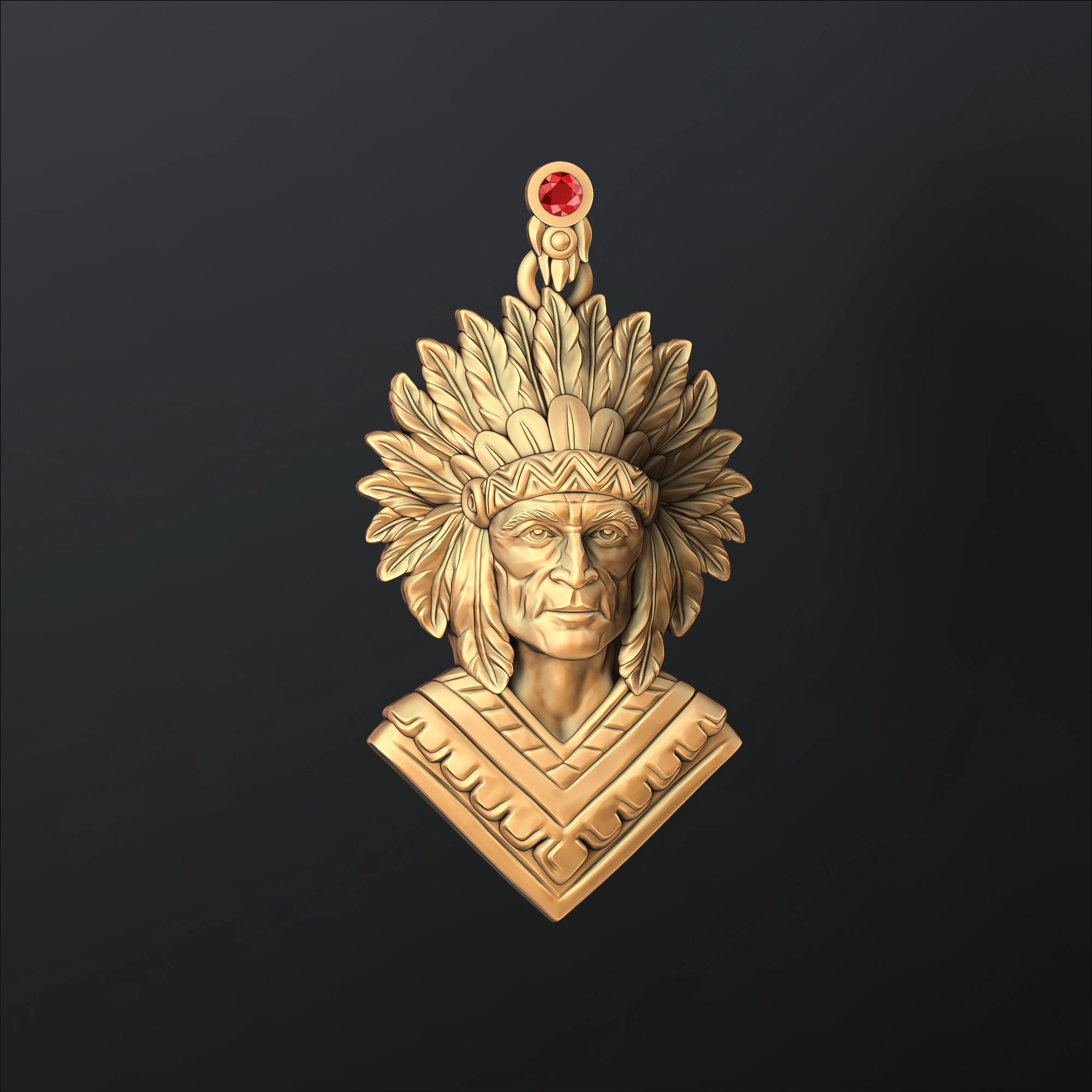 Native Indian Pendant 3D print model 3D Print Model .c4d .max .obj .3ds .fbx .stl .blend