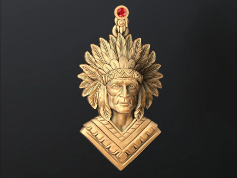 ネイティブインディアンペンダント3Dプリントモデル 3Dプリントモデル