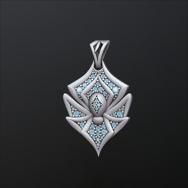 Minimalistic Spider With Gems Pendant 3D print model 3Dプリントモデル .c4d .max .obj .3ds .fbx .stl .blend