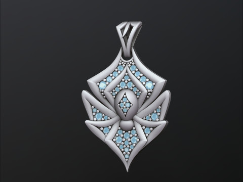 Minimalistic Spider With Gems Pendant 3D print model 3Dプリントモデル