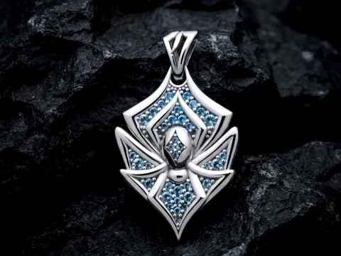 Minimalistic Spider With Gems Pendant 3D print model 3D Print Model
